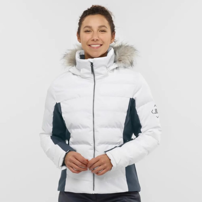 Jaquetas De Esqui Salomon Stormcozy Insulated Hoodie Feminino Branco | PT F48796